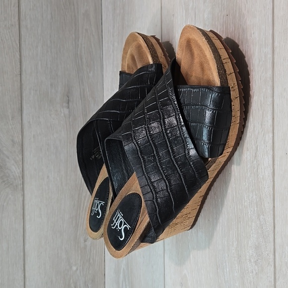 Sofft Women Ciera Leather Crisscross Cork Wedge Sandals shoes sz 8.5M - Picture 2 of 12